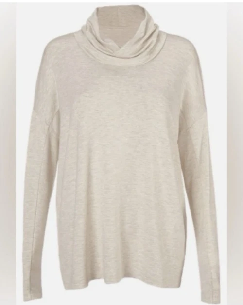 Camisa CABI #4048 Ease cuello alto L/S en avena jaspeada talla S Foto 2 de 4