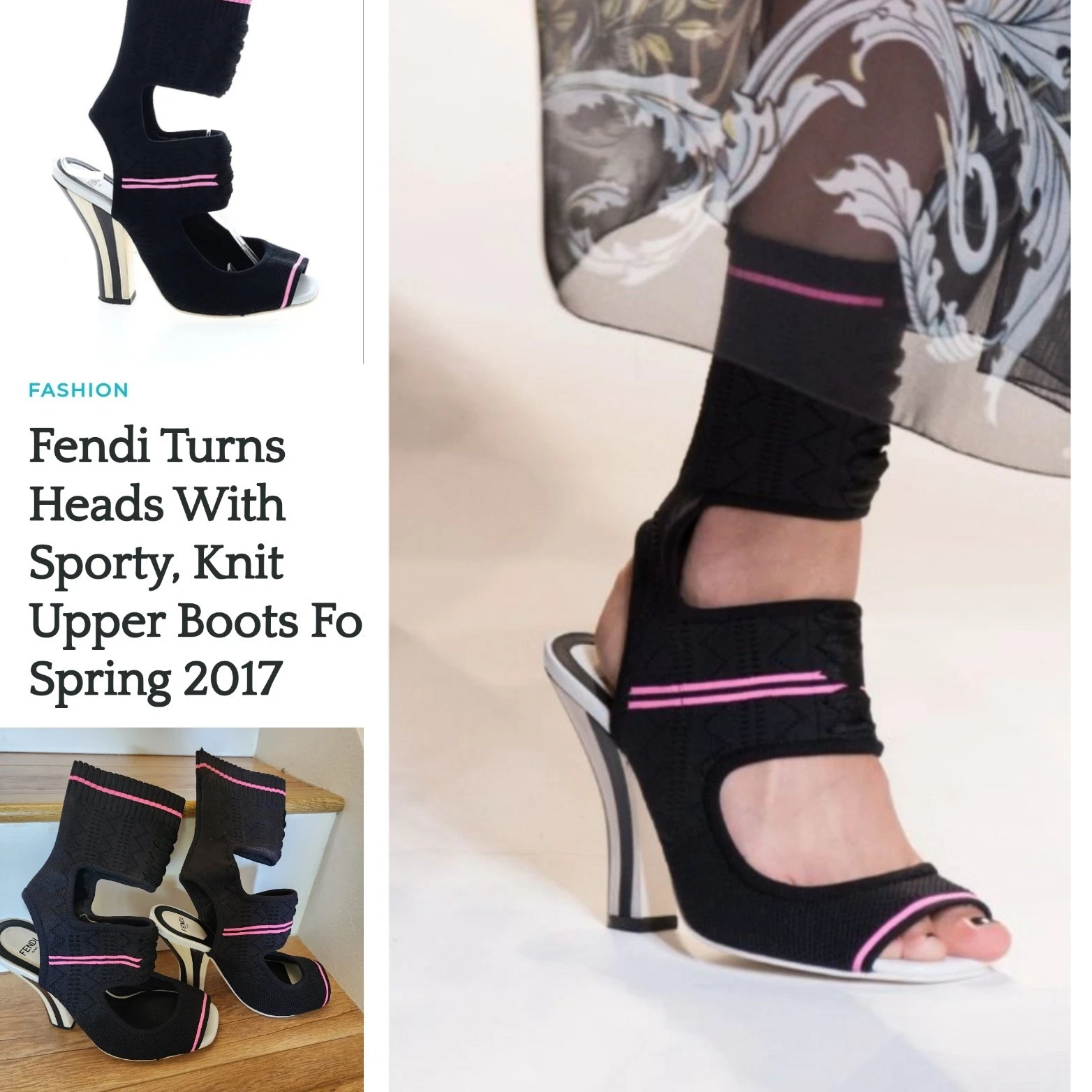 Fendi — RARE Runway 2017 FENDI ITALY Knit Fabric Peep Toe Cut Out Sandals Heels Size 39