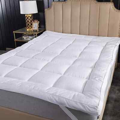 3 Inch Extra Thick Quilted Mattress Topper Plush 400TC Cotton Pillow Top Bed Pad