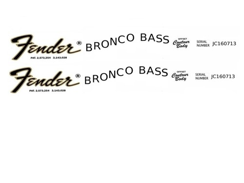 Fender Bronco Bass Guitar Decal Foil Waterslide Headstock Restoration Logo 7