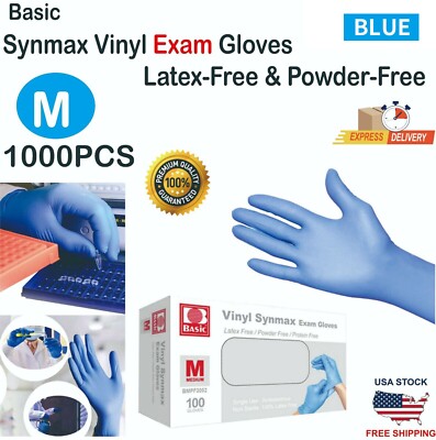 1000PCS Basic Blue Vinyl Synmax Exam Gloves M-SIZE - Main Image