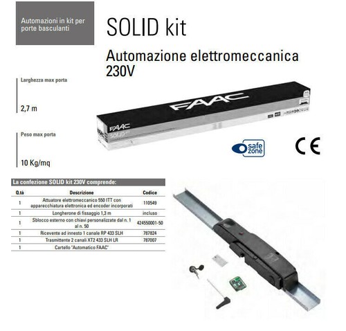 Faac Solid Kit 550 10561644 Automatización Puertas Basculante Contrapesos Garaje