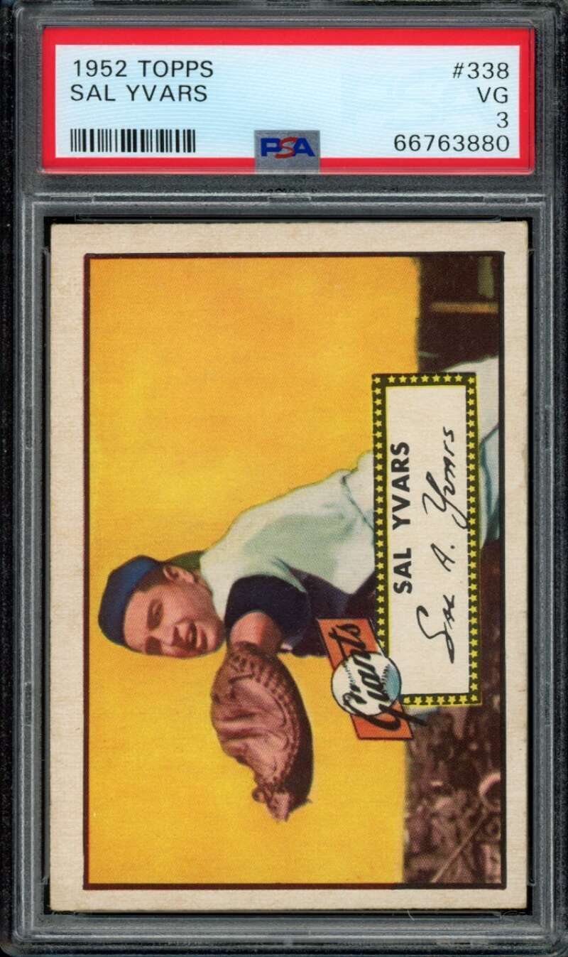1952 Topps #338 Sal Yvars PSA 3 RC Rookie NY Giants  (3880)