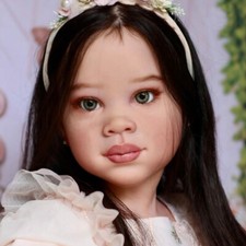 Painted 46in Reborn Doll Kits Long Hair Unfinished Toddler Girl w/Cloth Body Toy