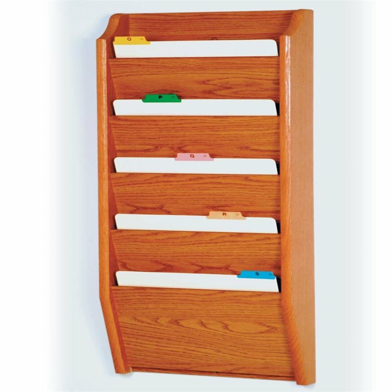 Scranton & Co 5 Pocket Legal Size Wall File Holder in Medium Oak