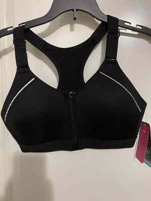 Womens MTA Sport Zipper Front Sports Active Racerback Bra L