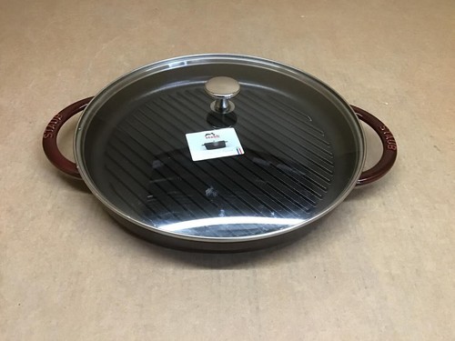 STAUB Cast Iron 12-inch Round Steam Grill - Grenadine - Picture 1 of 8