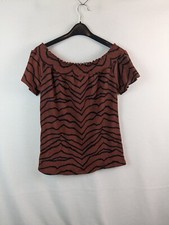 George Ladies short sleeve brown bardot top blouse size 12 New