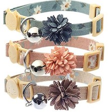 Pack of 3 Cat Flower Collar - Breakaway Small Dog Cat Collar with Flower
