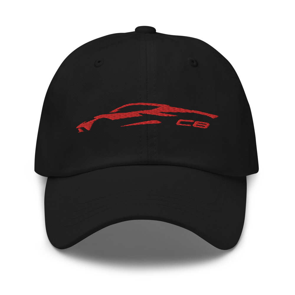 帽子 fottsfotts NEWCAP 2022 2023 vette Red C8 Outline Silhouette 8th Gen Vette Gift