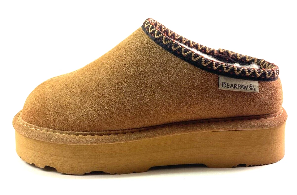 Chinelos quentes plataforma camurça BearPaw Martis escolha tamanho/cor - Imagem 3 de 3