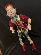 NEW CHRISTMAS PIXIE ELF 24" DECORATIVE WIREFRAME DOLL " FANCY PANTS HARLEQUIN"