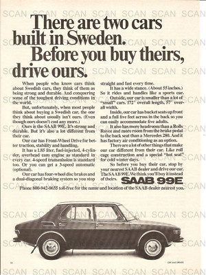 1971 Saab 99E Automobile Vintage Magazine Ad