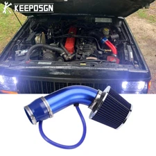 Blue 3" Cold Air Intake Filter Induction Pipe Kit For Jeep Cherokee XJ SE Sport