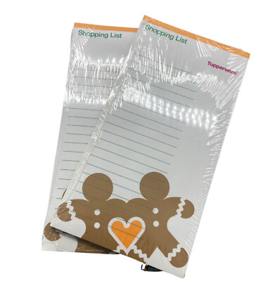 Tupperware Vintage Shopping List Paper Pad Ginger Bread Man Set of 2 RARE NEW