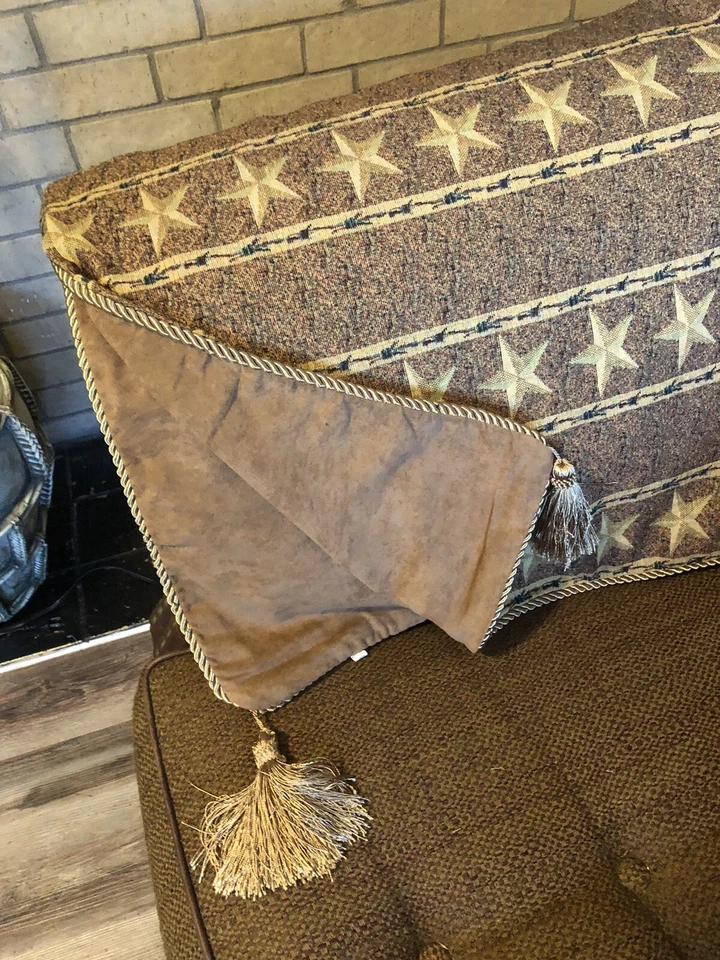 Кантри коричневый деревенский звезда плед жаккард веревки отделки текстурированные кисточки - Изображение 4 из 4