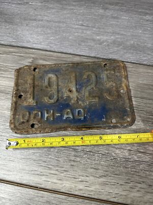 VINTAGE 5 DIGIT  OHIO LICENSE PLATE TAG 19425 ODH-AD SHORTY