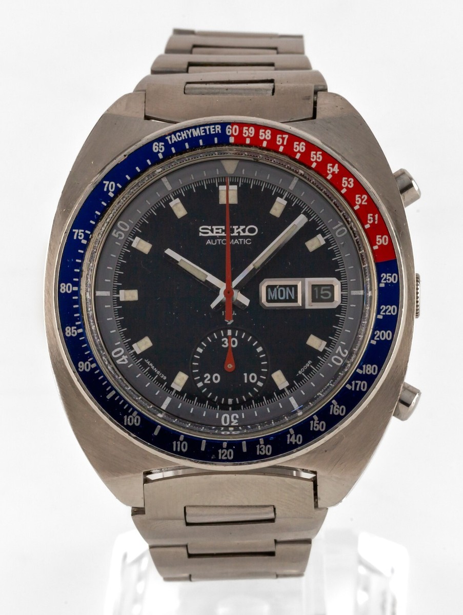 Seiko 6139-6005 Pogue Automatic Chronograph Black Pepsi Dial | eBay