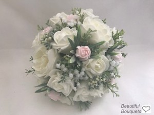 Brides Posy Bouquets Wedding Flowers Rose Peonies Peony Ivory Gyp Bouquet Pink Ebay