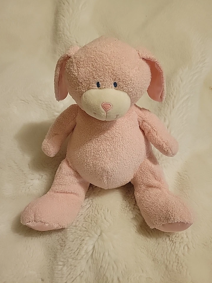 Rare Toys R Us Animal Alley Baby Pink Bunny Rabbit Terry Cloth Plush Satin Ears  - Image 2 of 4