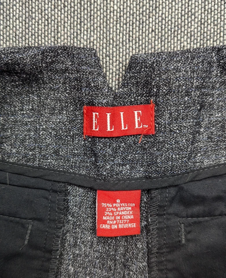 Pantalones Cortos ELLE Mujer Talla 8 Tiro Medio Chino Plisado 3.5" Entrepierna Gris Tweed Oscuro Foto 3 de 4
