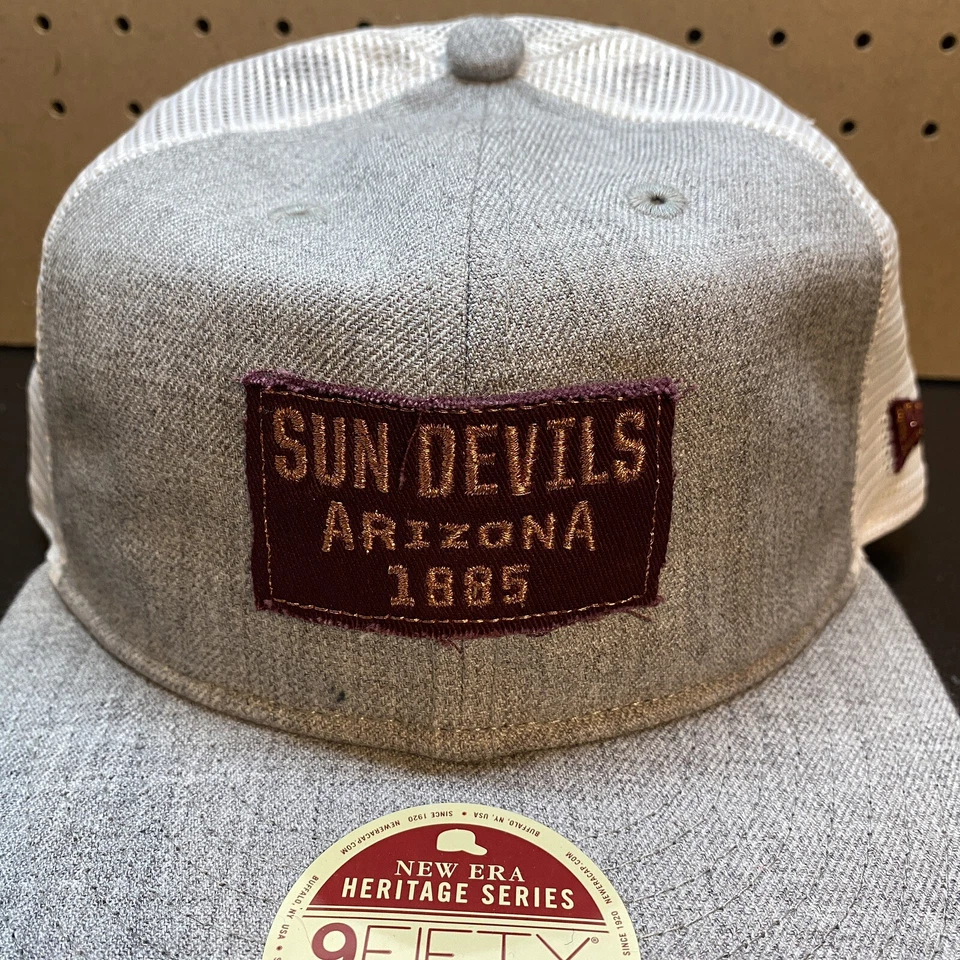 Arizona State Sun Devils Snap Back Hat Cap Trucker Gray White New Era 9FIFTY ASU - Image 2 of 4