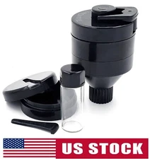 Plastic Spice Funnel Crank Grinder Hand Mill Dia 1.6 inch Portable w/ Glass Vial