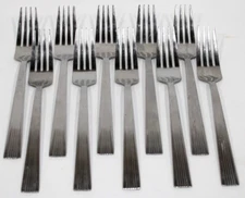 Delco Stainless Flatware - Ribbed - Dinner Forks Lot of 10
