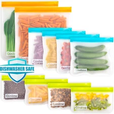 Food Storage Zip Press Lock Sandwich Bags Reusable Washable Freezer Safe No BPA