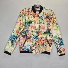 Zara Woman Outerwear Floral Bomber Medium Jacket Full Zip relaxed pockets