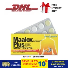 10 X Maalox Plus SIMETHICONE Tablets 40's For Gastric,Stomach Wind & Heartburn