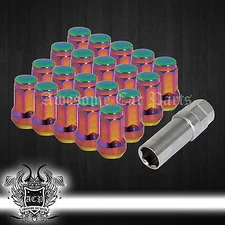 M12 X 1.25mm Closed End Aftermarket Wheels Rims Lug Nuts 20PCS Neo Chrome + Key