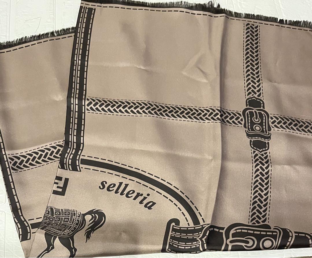 Fendi Large Scarf Logo Horse Pattern Harness Stole Ladies' Fashion