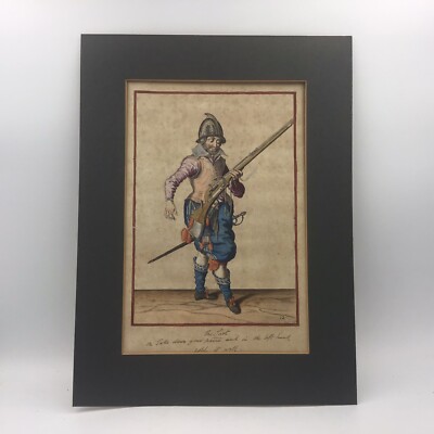 c1607 After De Gehyn niederländische Militäruniform handbemalter Druck The Shot 1/3 sehr guter Zustand