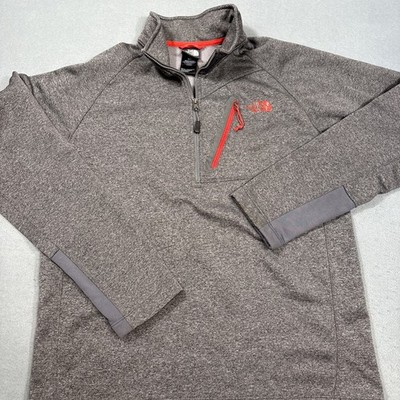 SWEATER 1/4 ZIP NORTH FACE Men MEDIUM Gray Heather NF Logo CHEST  Pocket 1/4Zip