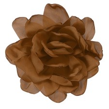 4.7" Silk Satin Flower Brooch Pin Large Peony Floral Lapel Pin Brown