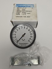 ASHCROFT GAUGE 35W1001TH 02B XUC. 0-15 PSI, 1/4" NPT, 3-1/2".