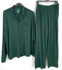Tommy John men s size XL Pine Green Long Sleeve shirt Top Pant Pajama Set dark