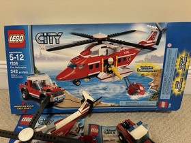 Lego City Fire Helicopter Set (7206) 100% Complete w/ Box Minifigures & Manuals