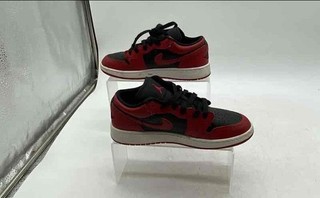 Nike Boys Air Jordan 1 Low GS 553560 606 Red Leather Sneaker Shoes Size 5Y