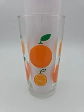 Swanky Orange Decorated Juice Tumbler  Mid-Century Glass Rare Find Pristine