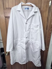 Lab Coat Long Jacket Mens 44 White 100 Cotton Medical Doctor Pockets