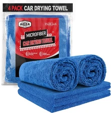AIDEA Microfiber Towels for Cars-4PK, Large Professional Car Drying 4PK, Blue 