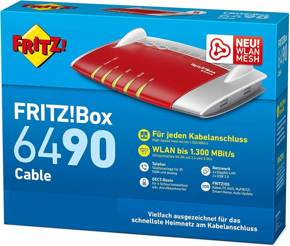 AVM FRITZ!Box 6490 Cable WLAN AC + N WLAN Router Kabelmodem VoIP DECT - Bild 4 von 4