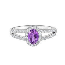 Dual Shank Amethyst Gemstone 6 X4 MM Oval Solitaire Ring 925 Sterling Silver