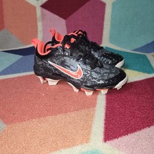 Nike Hyperdiamond Fast Flex Baseball Cleats Black Orange Splatter Size 2Y