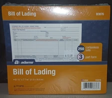 Adams Bill Of Lading Carbonless 3 Part Form
