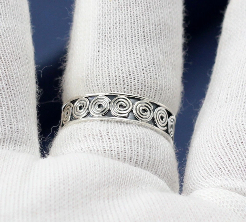 Anello in malachite onice verde misura 7,5 fine argento 925 ossidato... - Immagine 3 di 4