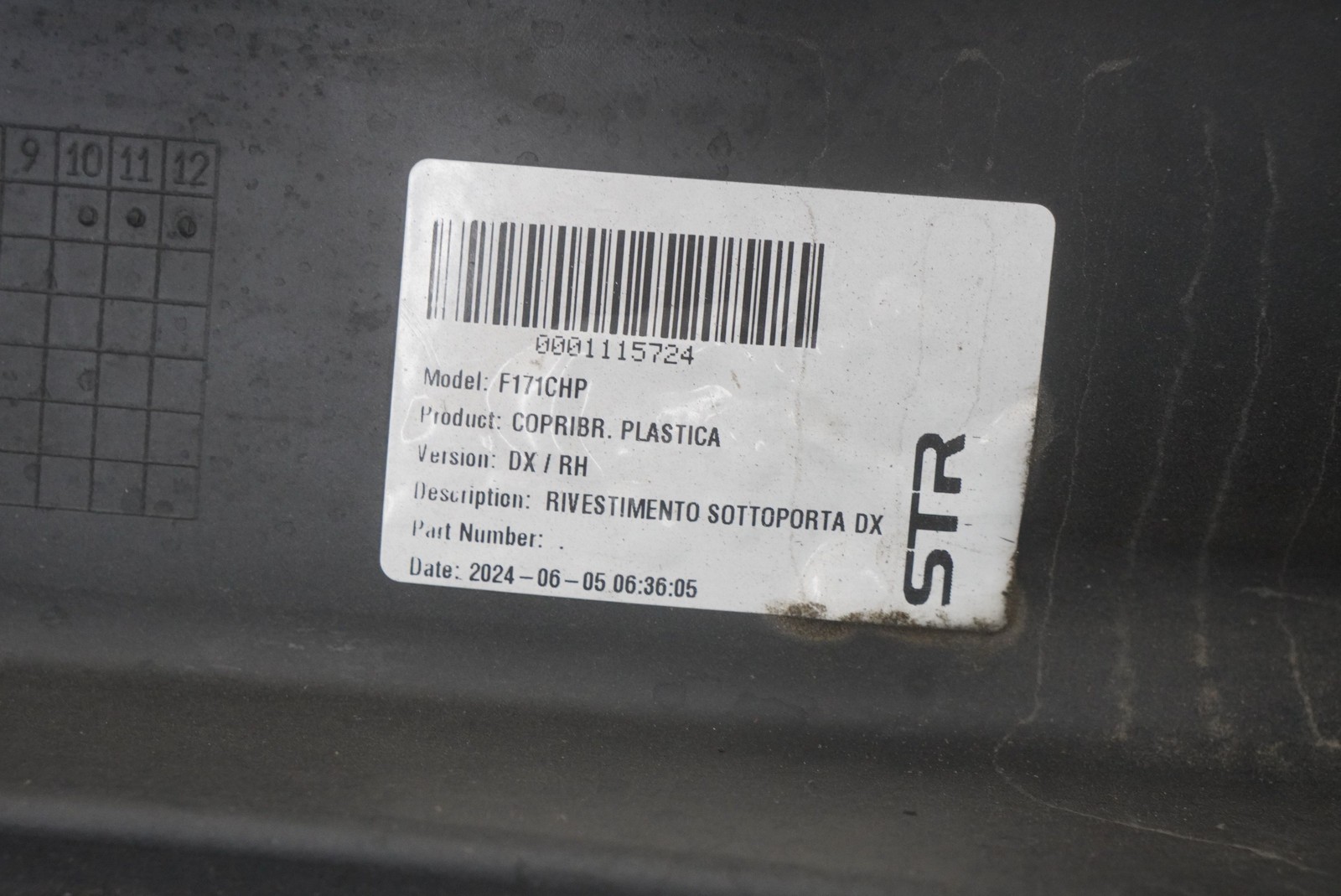 Ferrari 296 Challenge 2025 Right Side sill trim P/N 785049
