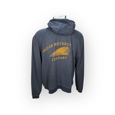 Indian Motorcycle Company Headdress Blue Zip Front Mens Hoodie 2XL